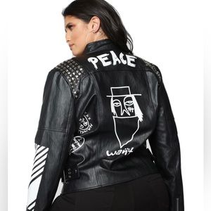 Fashion Nova: “Take It Easy” Plus - Moto Jacket - Black  (Size 2x)